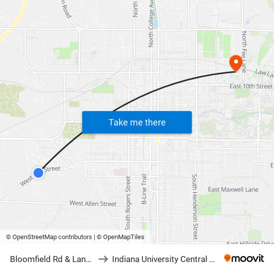 Bloomfield Rd & Landmark Ave to Indiana University Central Heating Plant map