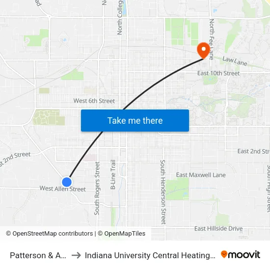 Patterson & Allen to Indiana University Central Heating Plant map