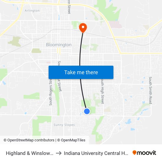 Highland & Winslow Farm Dr to Indiana University Central Heating Plant map