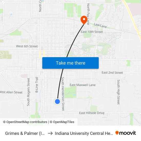 Grimes & Palmer (Inbound) to Indiana University Central Heating Plant map
