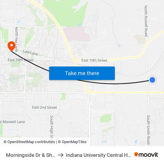 Morningside Dr & Sheffield Dr to Indiana University Central Heating Plant map