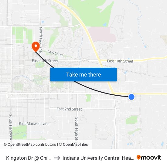 Kingston Dr @ Chick Fil A to Indiana University Central Heating Plant map