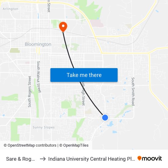 Sare & Rogers to Indiana University Central Heating Plant map