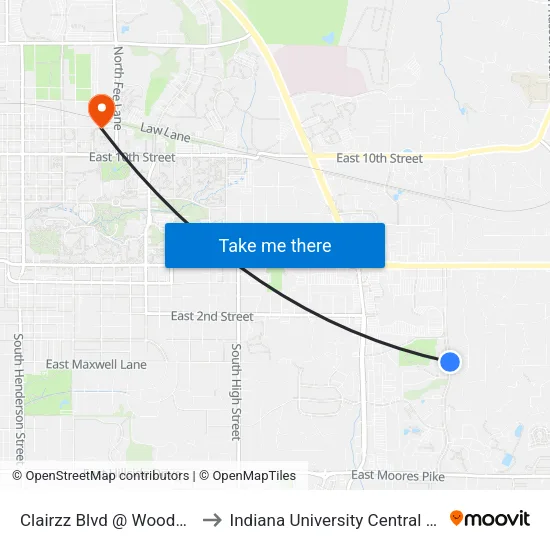 Clairzz Blvd @ Woods at Latimer to Indiana University Central Heating Plant map