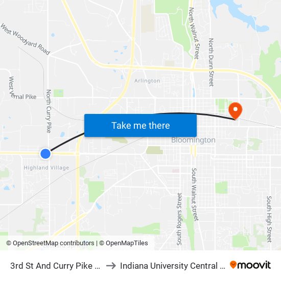 3rd St And Curry Pike (Eastbound) to Indiana University Central Heating Plant map