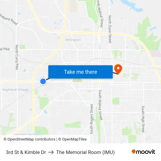 3rd St & Kimble Dr to The Memorial Room (IMU) map