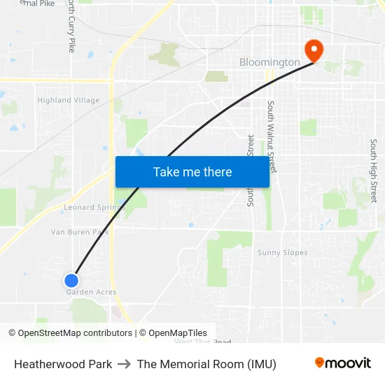 Heatherwood Park to The Memorial Room (IMU) map