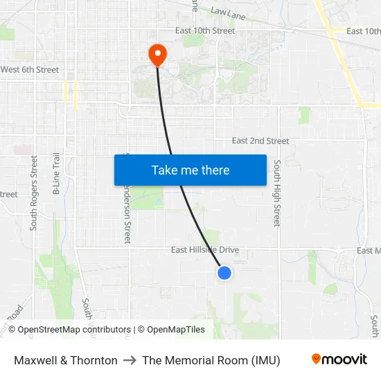 Maxwell & Thornton to The Memorial Room (IMU) map
