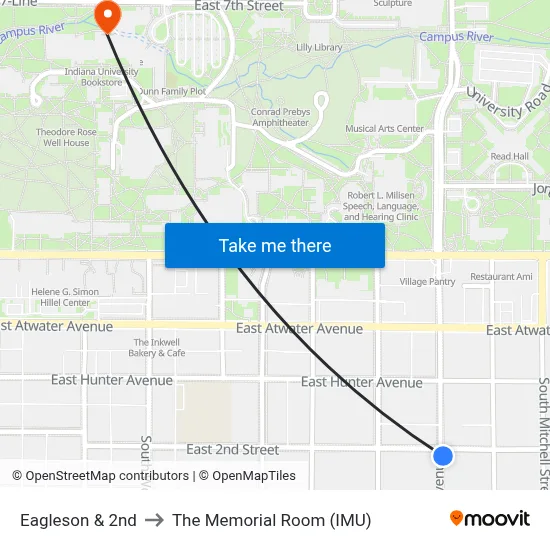 Eagleson & 2nd to The Memorial Room (IMU) map