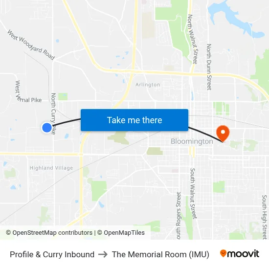 Profile & Curry Inbound to The Memorial Room (IMU) map