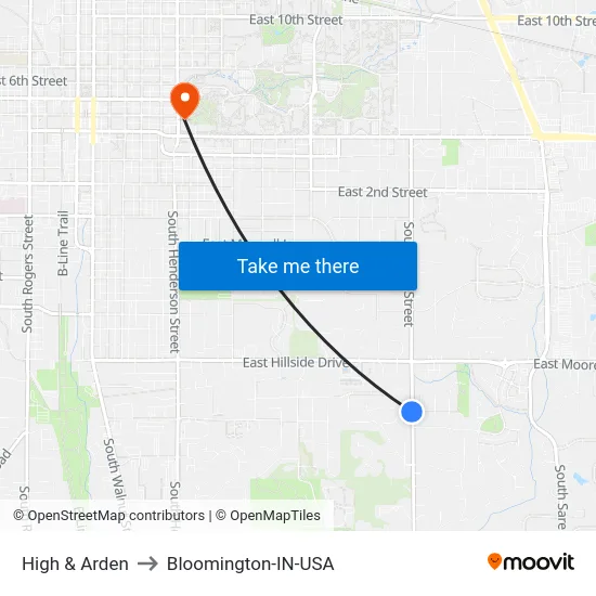 High & Arden to Bloomington-IN-USA map