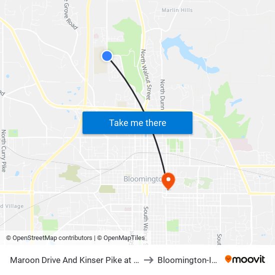 Maroon Drive And Kinser Pike at Bhs North to Bloomington-IN-USA map