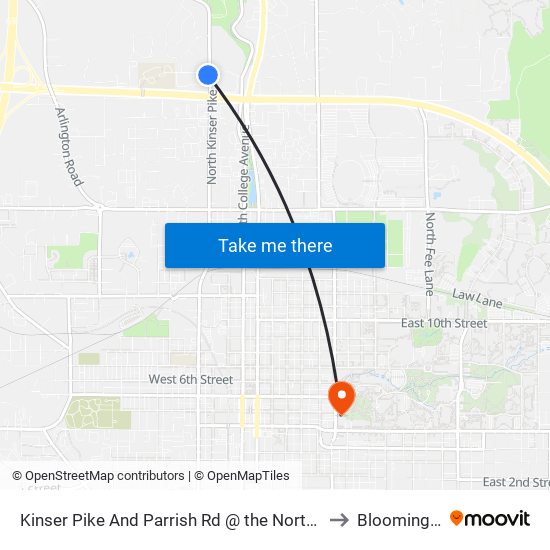 Kinser Pike And Parrish Rd @ the North Kroger Shopping Center (Inbound) to Bloomington-IN-USA map