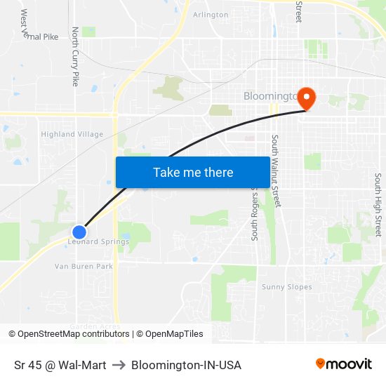 Sr 45 @ Wal-Mart to Bloomington-IN-USA map
