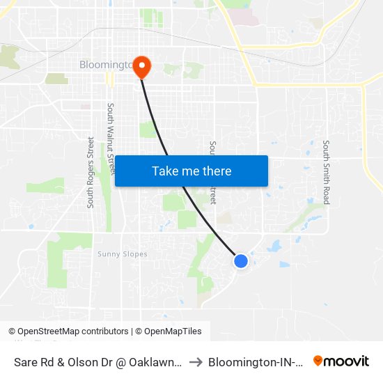 Sare Rd & Olson Dr @ Oaklawn Park to Bloomington-IN-USA map