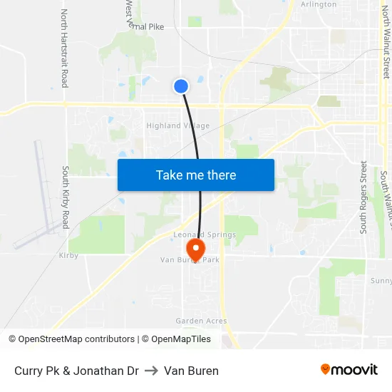 Curry Pk & Jonathan Dr to Van Buren map