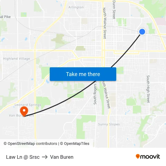 Law Ln @ Srsc to Van Buren map