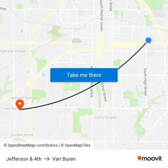 Jefferson & 4th to Van Buren map
