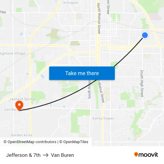 Jefferson & 7th to Van Buren map