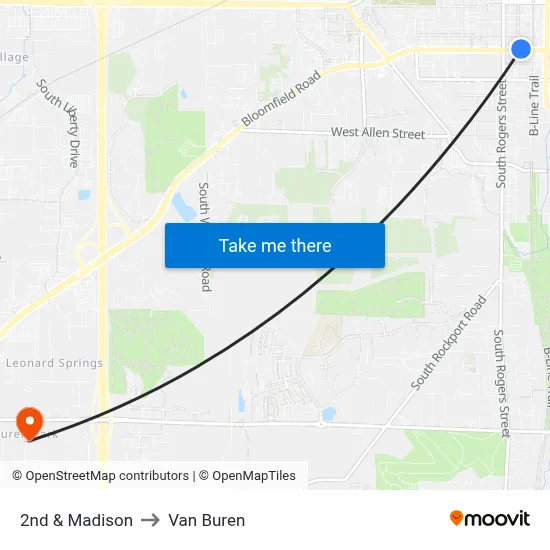 2nd & Madison to Van Buren map