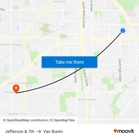 Jefferson & 7th to Van Buren map