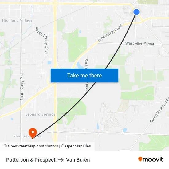 Patterson & Prospect to Van Buren map