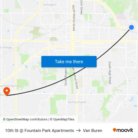 10th St @ Fountain Park Apartments to Van Buren map
