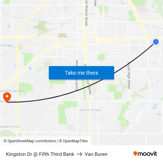 Kingston Dr @ Fifth Third Bank to Van Buren map