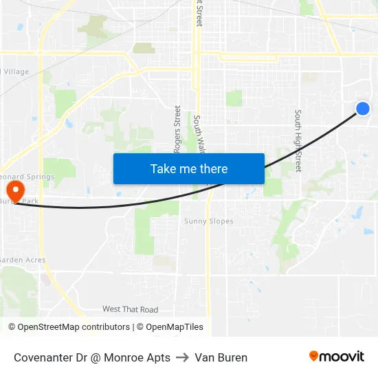 Covenanter Dr @ Monroe Apts to Van Buren map