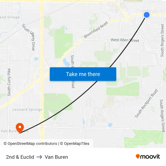 2nd & Euclid to Van Buren map