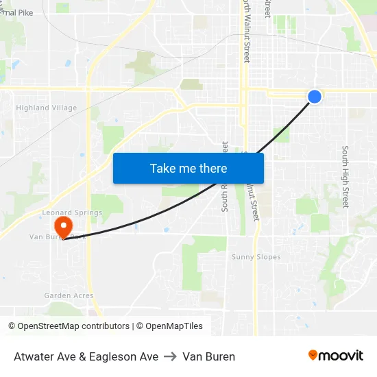 Atwater Ave & Eagleson Ave to Van Buren map