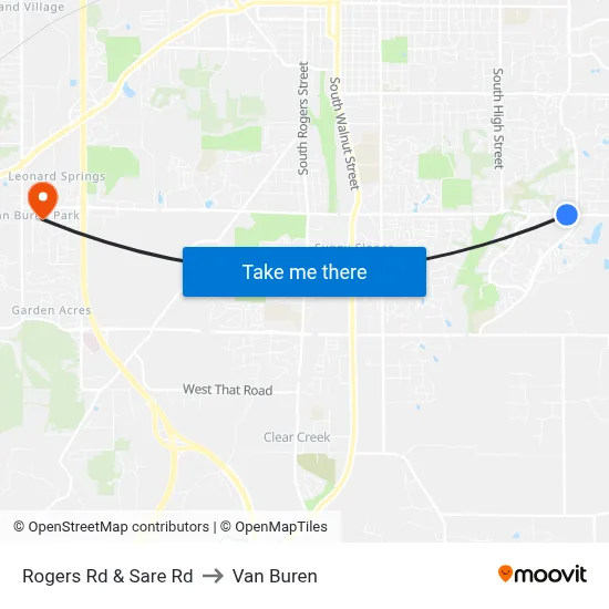 Rogers Rd & Sare Rd to Van Buren map