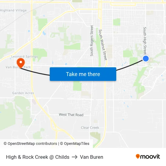 High & Rock Creek @ Childs to Van Buren map