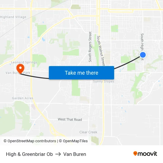 High & Greenbriar Ob to Van Buren map