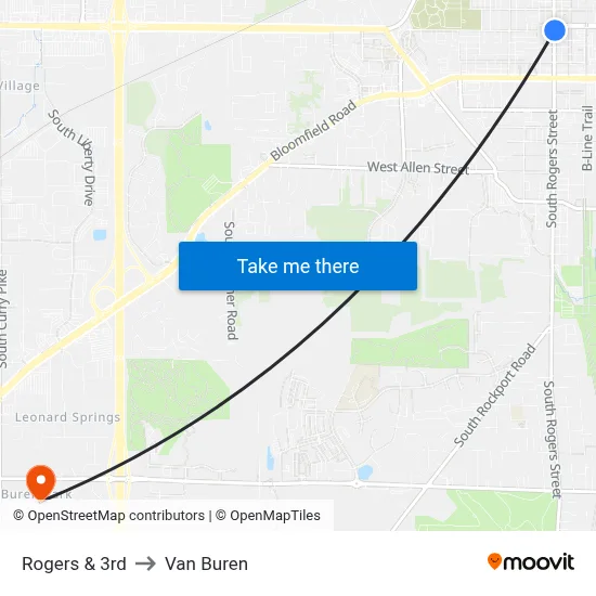Rogers & 3rd to Van Buren map