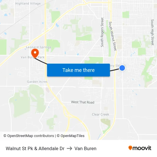 Walnut St Pk & Allendale Dr to Van Buren map