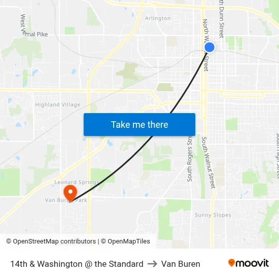 14th & Washington @ the Standard to Van Buren map