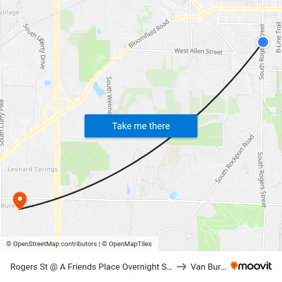Rogers St @ A Friends Place Overnight Shelter to Van Buren map