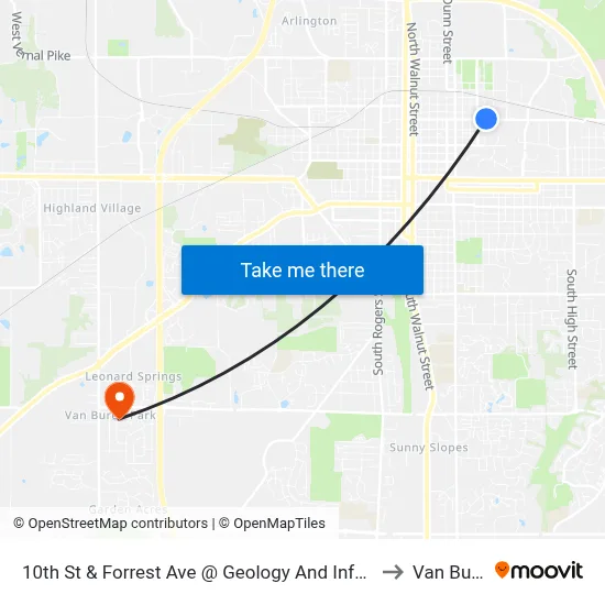 10th St & Forrest Ave @ Geology And Informatics to Van Buren map