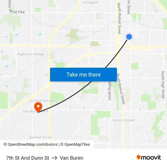 7th St And Dunn St to Van Buren map