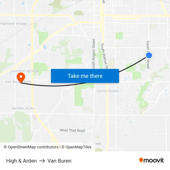 High & Arden to Van Buren map