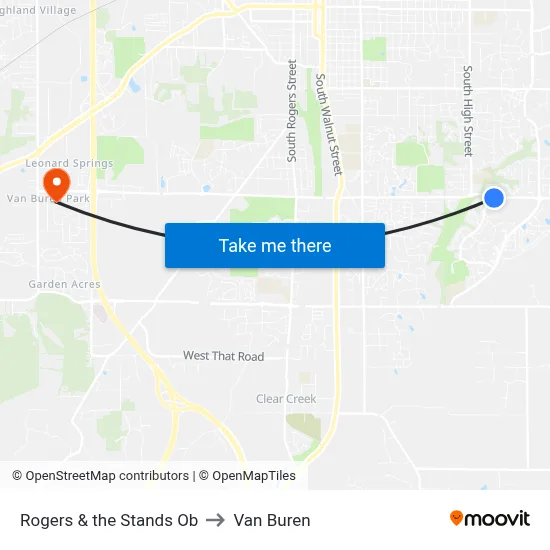 Rogers & the Stands Ob to Van Buren map