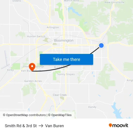 Smith Rd & 3rd St to Van Buren map