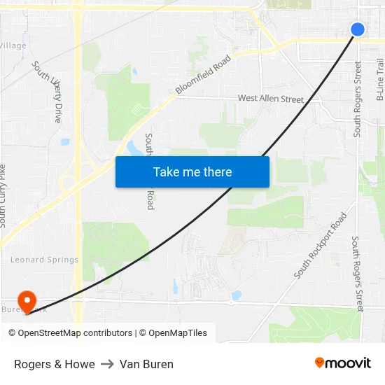 Rogers & Howe to Van Buren map