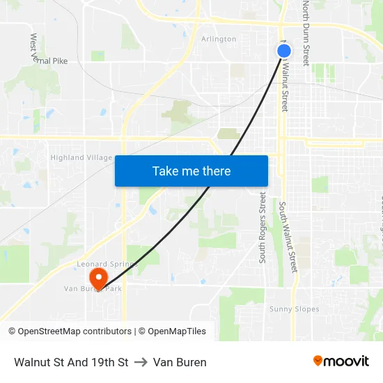 Walnut St And 19th St to Van Buren map
