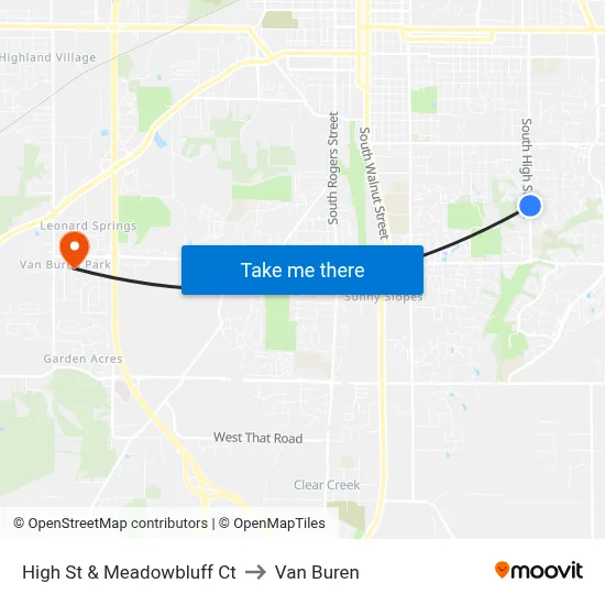 High St & Meadowbluff Ct to Van Buren map