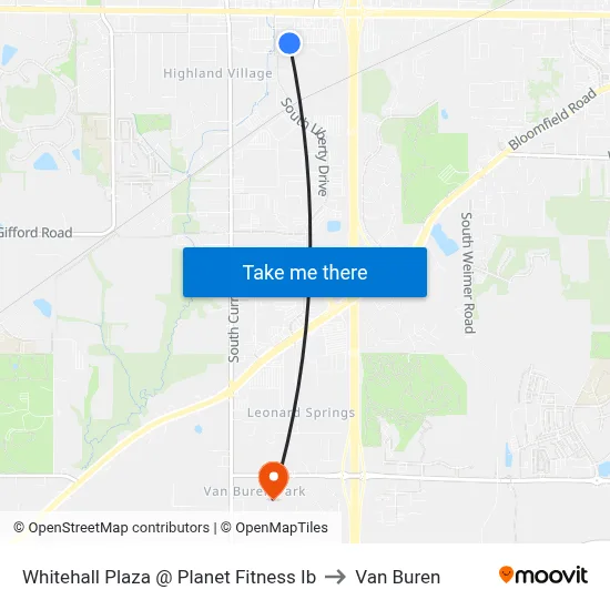Whitehall Plaza @ Planet Fitness Ib to Van Buren map
