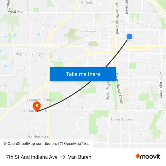 7th St And Indiana Ave to Van Buren map