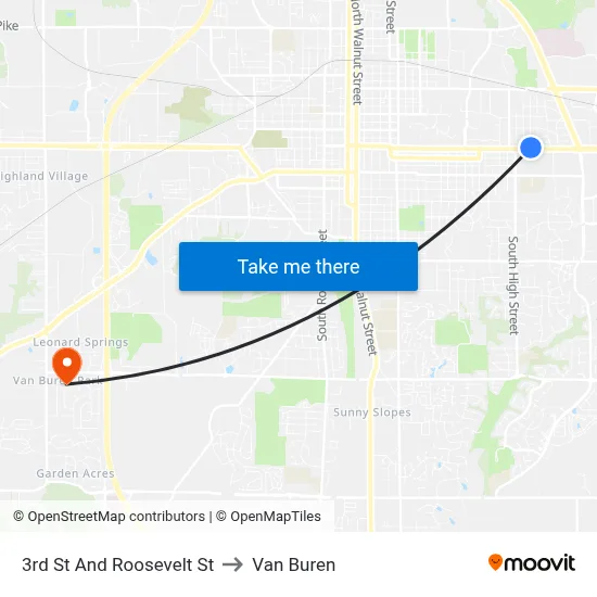 3rd St And Roosevelt St to Van Buren map