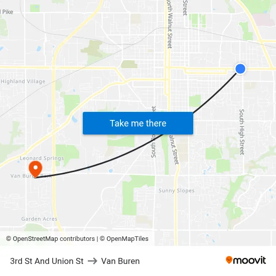 3rd St And Union St to Van Buren map